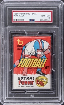 1966 Topps Football Unopened Five-Cent Wax Pack – PSA NM-MT 8